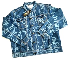 Wrangler x Hot Wheels Jacket Men's  (L and XXL) Blue Cotton Denim All-Over-Print
