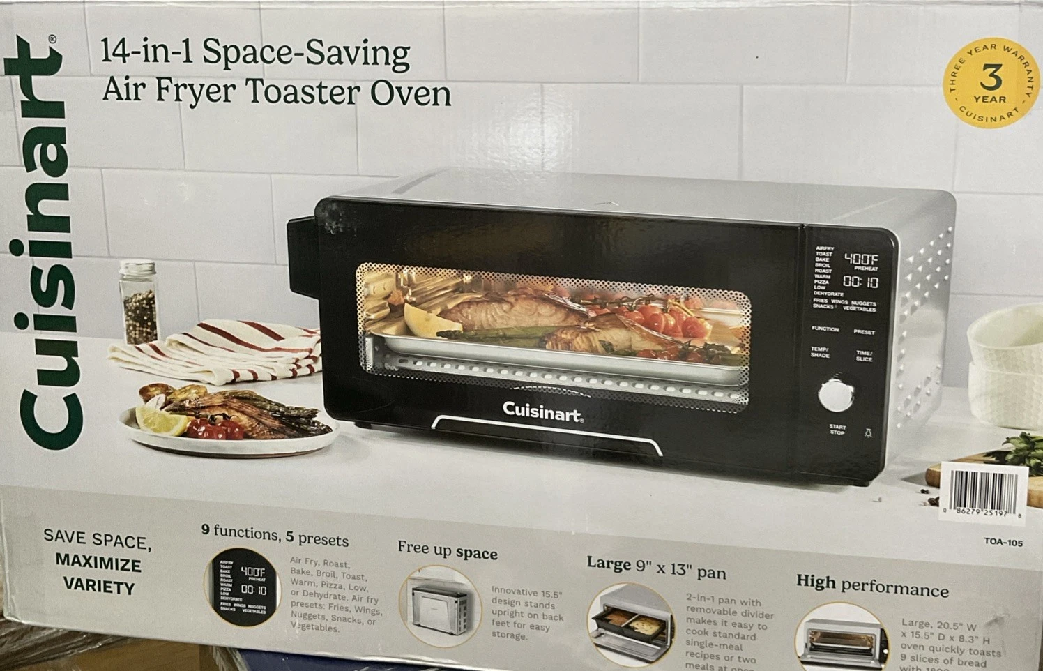 ⚡️Cuisinart 14-in-1 Space-Saving Digital Air Fryer Oven, TOA-105
Opens in a new window or tab