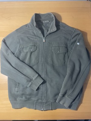 Quicksilver Full Zip Army Green Sweatshirt  Men's Large L Cotton 