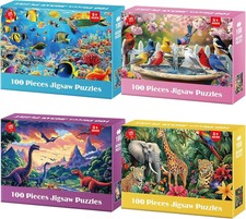 100 Piece Jigsaw Puzzle for Kids Wildlife Birds Marine Dinosaurs Educational Toy