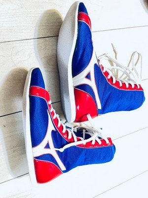 Mizuno ボクシングシューズ ブルー ハイカット 26㎝ Mizuno Boxing Shoes Blue Red White High Cut US6 / JP24.0 cm JAPAN