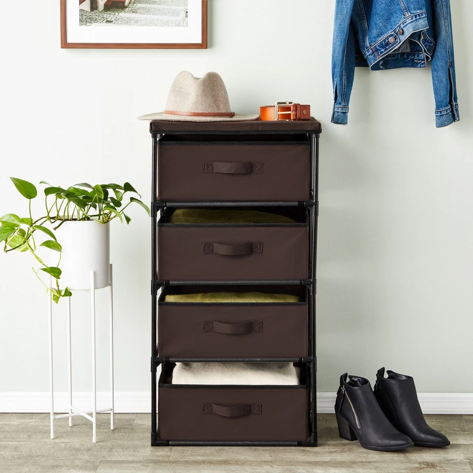4-Tier Closet Dresser with Drawers - Clothes Organizer and Storage (Dark Brown) - Image 4 of 4