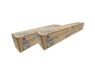 Genuine Konica Minolta LOT OF 2 TN328 (AAV8230) Yellow Toner Cartridge OEM