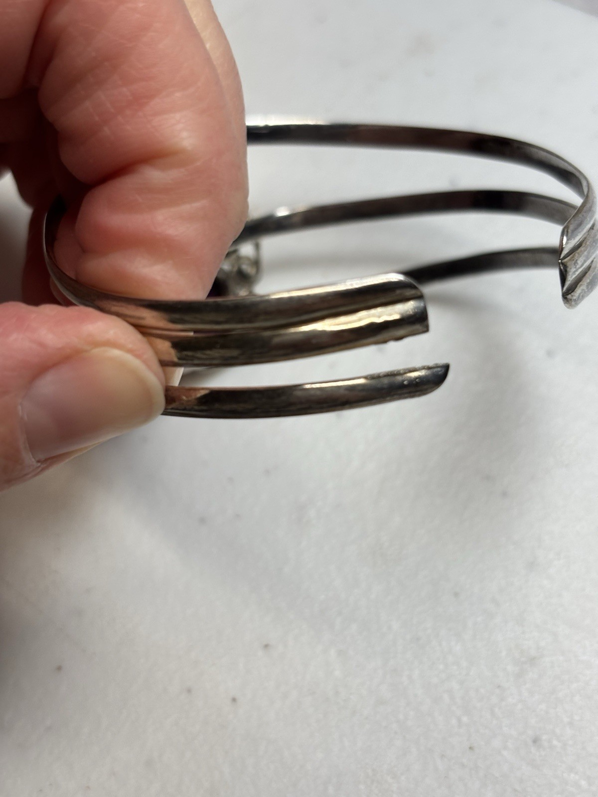 Sterling Silver Amethyst Cuff Bangle  Bracelet - image 9