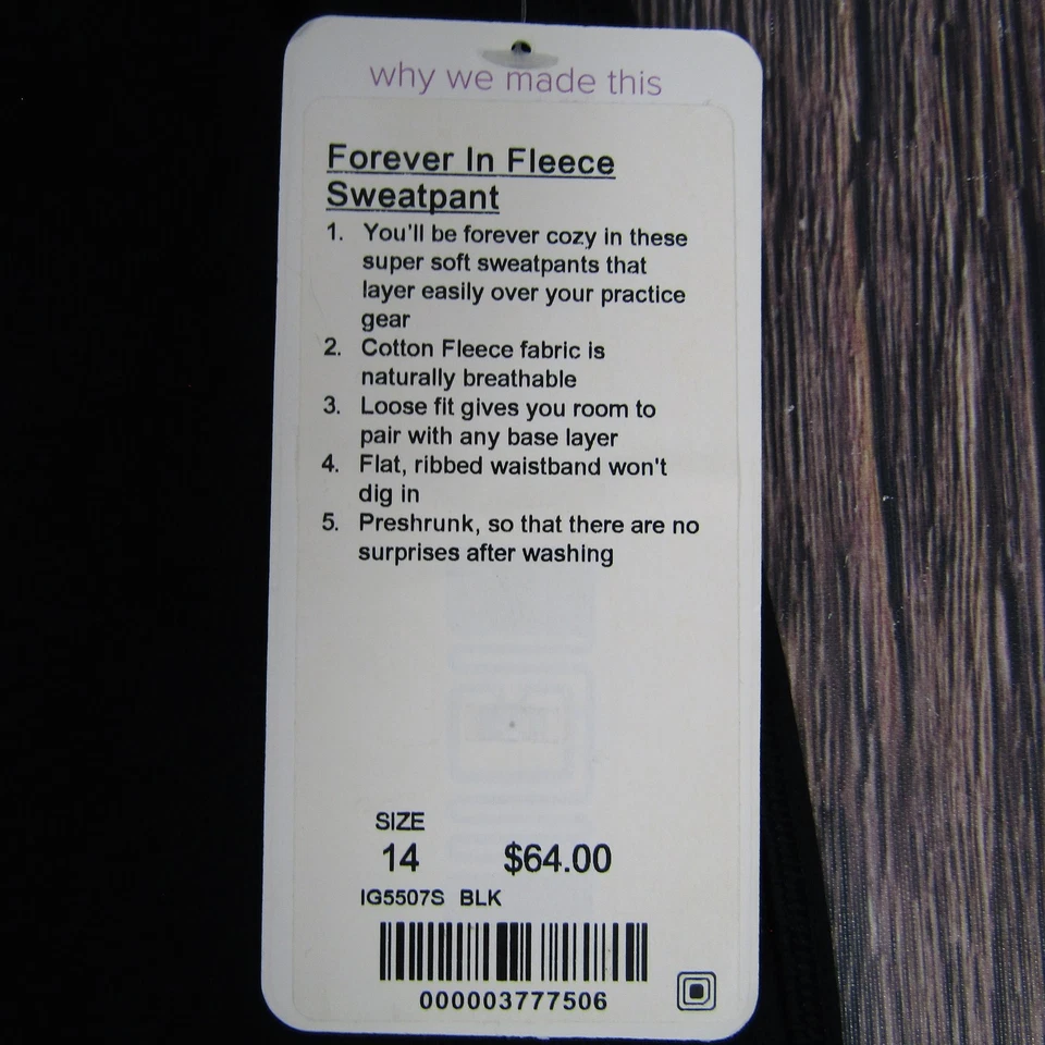 Ivivva Forever In Fleece Sweatpant Girls Size 14 Black Cozy Cotton Pockets New - Image 2 of 4