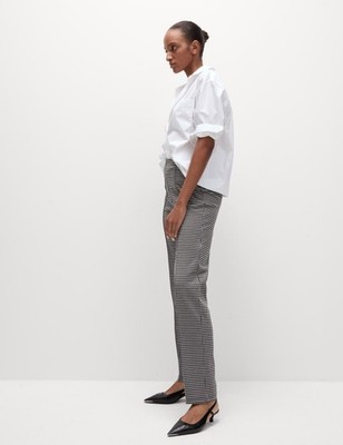 Marks & Spencer Womens Straight Trousers in Brown Mix - M&S