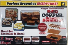 Red Copper Brownie Bonanza Nonstick Bake Pan As Seen On TV + Recipe Booklet New