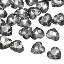 Heart Rhinestones, 12mm Pointback Glass Rhinestone, Pack of 30 Grey 