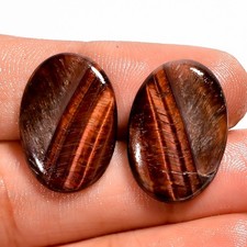 15 Ct Natural Red Tiger Eye Oval Shape Pair Cabochon Loose Gemstone 20X14X3 mm