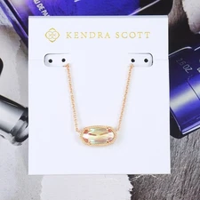 CLEARANCE Kendra Scott Elisa Blush Dichroic Necklace Rose Gold