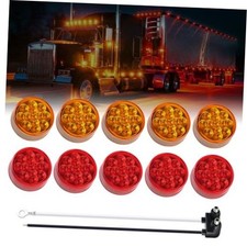 10 Pcs 2.5" Mini Round of LED 13 Diodes Side Marker Lights 5 Amber 5 Red