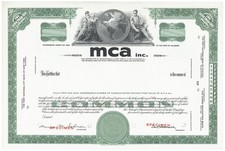 MCA Inc. Stock Certificate.