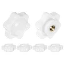 6pcs Star Knobs M4 Thread 25mm Head Non-Through Hole Brass Insert Knob White