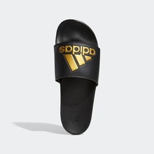 Adidas Men  s Adilette Comfort Classic Slides Black/Gold Casual Slip-On Sandals
