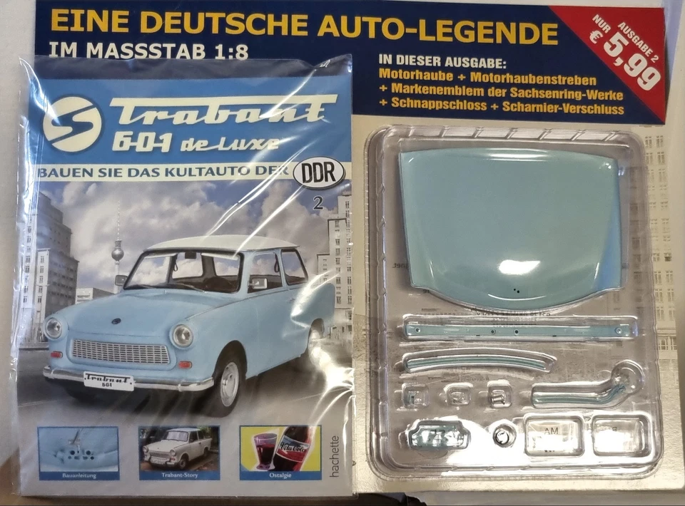 Trabant 601 de Luxe Bausatz Teile 1 UND 2 von Hachette 1:8, neu mit Heften - Bild 3 von 4