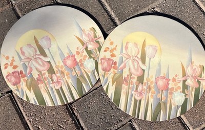 (2)PIMPERNEL De Luxe Vintage Round Casserole Hot Plate Dawn Flowers Art England 