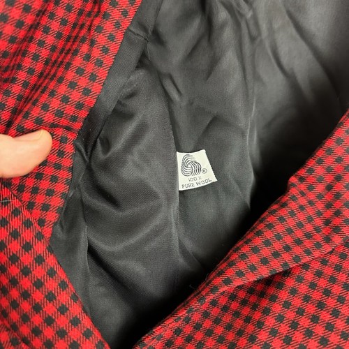 Vintage Jones New York Blazer Jacket Womens 10p Red Black Checkered Wool 80s USA - Picture 7 of 12