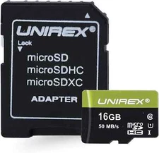 Unirex 16GB UHS-1 microSD Memory Card with SD Adapter