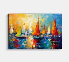 Wandbilder XXL Leinwand Bild Segelboot Schiff Abstrakt modern Design Wanddeko
