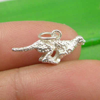 Run Like A Cheetah Animal Solid Charm Pendant Genuine 925 Sterling Silver - C177