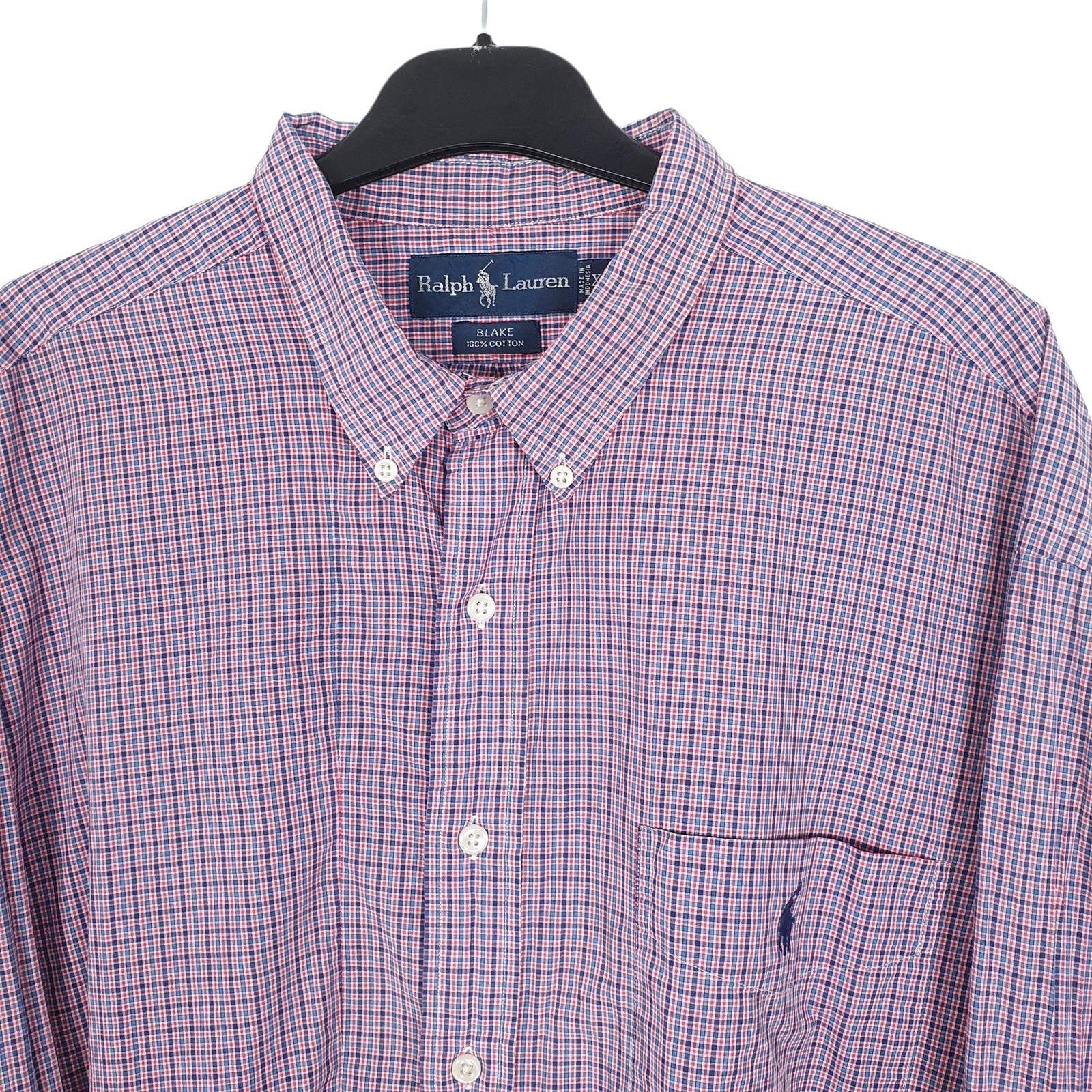 RALPH LAUREN Red Check Shirt Blake Fit Long Sleeve Casual Mens XL image 2