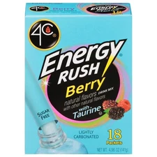 4C Energy Rush Drink Mix Sticks with Taurine: Berry, Sugar Free
