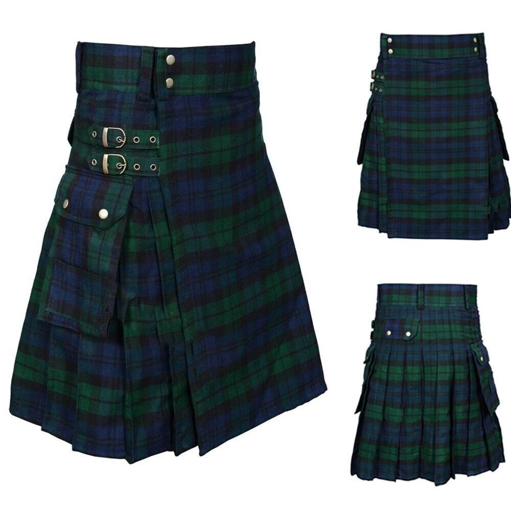 Men Highlander Scottish Outfit Traditional Tartan Kilt Skirts Heritage