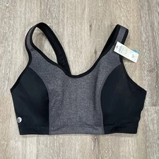 Livi Active Lane Bryant Sports Bra High Impact Underwire 40D Grey Black