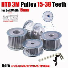 HTD3M Timing Pulley 15-38 Teeth Synchronous Wheel 15mm Belt Width 4mm-25mm Bore