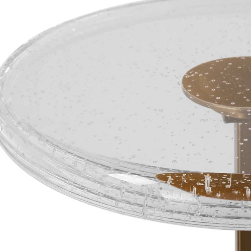 SORA CONTEMPORARY SANDSTONE BASE SEEDED GLASS TOP ACCENT END DRINK TABLE 24912 - Picture 4 of 6