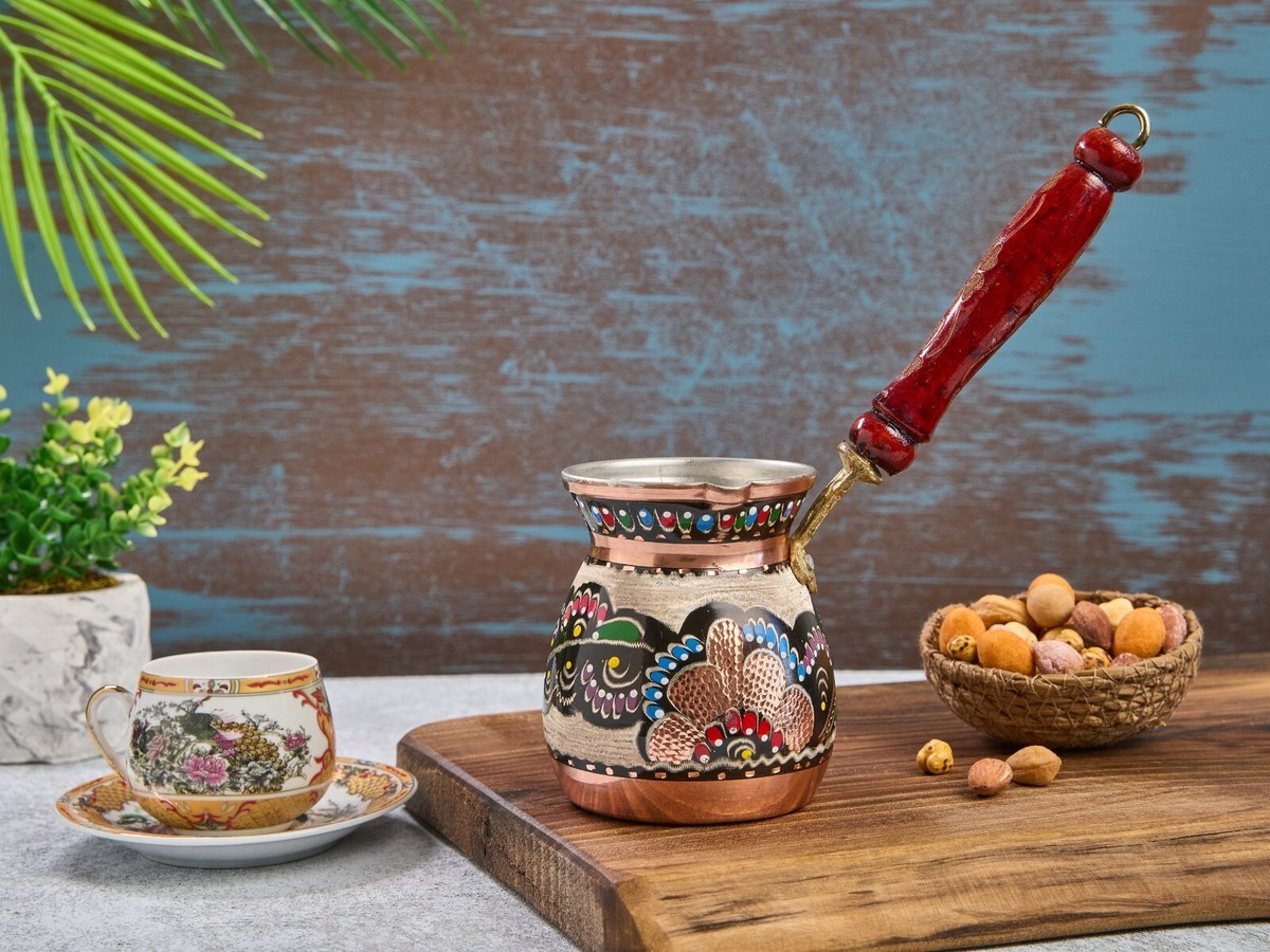 Copper Turkish Greek Coffee Maker Pot, Cezve Briki, Stovetop