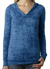 Women's Lightweight Burnout Hoodie Next Level Chic Trendy Soft Fabric Blue S-2XL