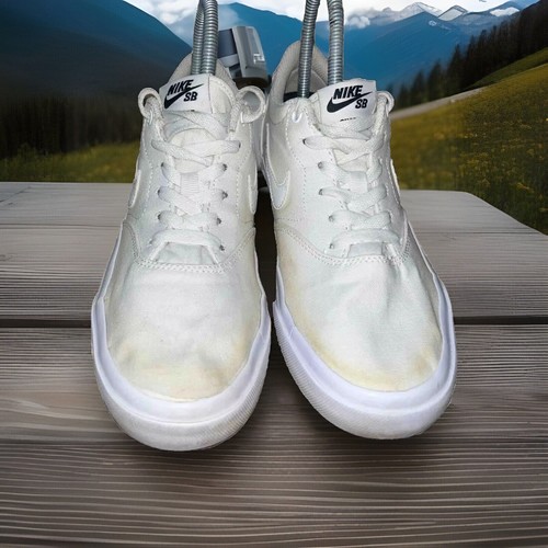 Scarpe Nike SB Charge Canvas Triple bianche taglia 8,5 scarpe palestra casual passeggio skater - Foto 2 di 24