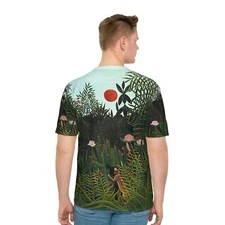 Henri Rousseau Virgin Forest with Sunset Men T-shirt Naïve Primitivism Fine Art