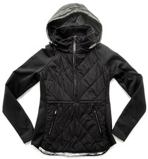 ATHLETA Black 1/2 Zip Pullover Quilted Stow Away Hooded Jacket Womens XS