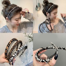 New Vintage Leopard Headband Hair Band Hair Hoop with Teeth for Women Girl Black
