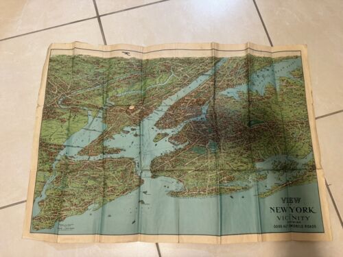 1925 VINTAGE MAP OF NEW YORK CITY BROOKLYN JERSEY CITY MANHATTAN ON REVERSE SIDE - Picture 2 of 11