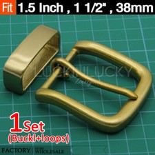 Belt Buckle Loop Sets, Solid Brass Buckle Golden Color 1 1/2" or 38mm/1.5"inch