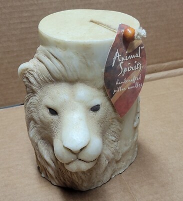 Animal Spirits Handcrafted Lion Pillar Candle Lioness Cub  Lava Enterprises 5.5 