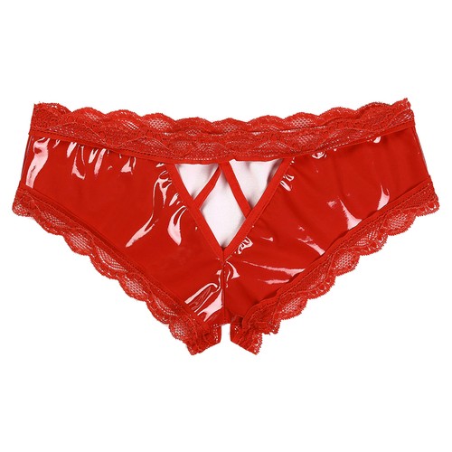 Women's High Waist Patent Leather Thong Wet Look Bikini Briefs Panties Clubwear - Picture 24 of 121