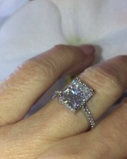 1.5ct Radiant Cut Simulated Diamond Accent Solitaire Ring 14k White Gold Plated