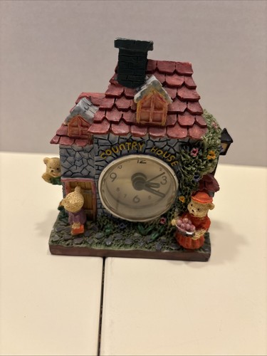 House Building Resin Table Mantel Village works Clock Country House. 4”x “4 - Picture 7 of 10