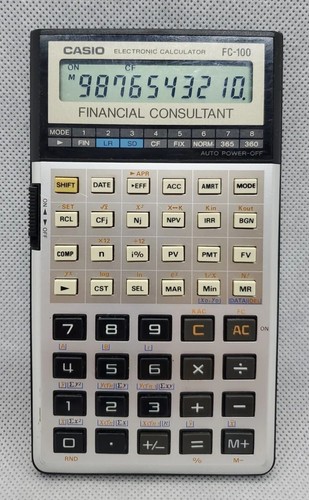 Vintage gebrauchter Casio FC-100A Finanzrechner mit Etui, Original Box & Handbuch - Bild 3 von 19
