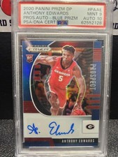 2020 Panini Prizm Prospect Auto - Blue Prizm /149 ANTHONY EDWARDS PSA9 Auto 10