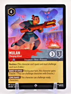 Disney Lorcana TCG Reign of Jafar Mulan Charging Ahead 141/204 Super Rare