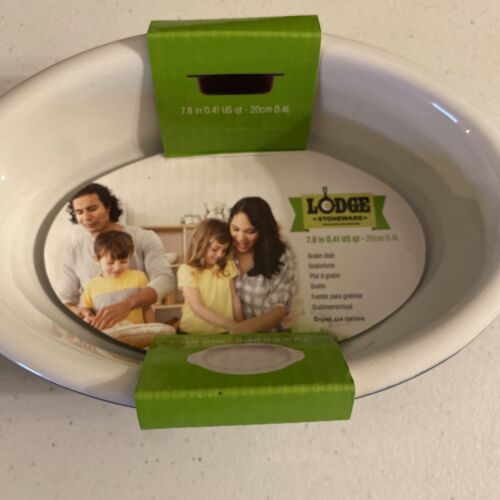 NEW LODGE STONEWARE 7.8 IN .41 QT BLUE OVAL GRATIN DISH OVEN & MICROWAVE SAFE - Picture 2 of 7