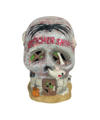 Halloween Ceramic 3 x3 x4  Skull Haunted Home Ghost Decor￼