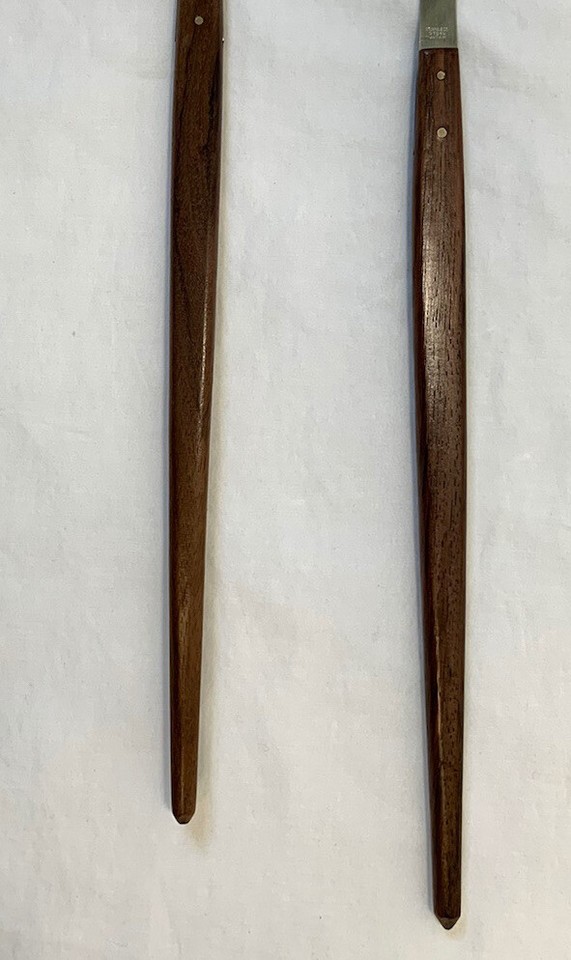 Vintage Omscolite Genuine Modern Mid Century Wood Handle Salad Set in