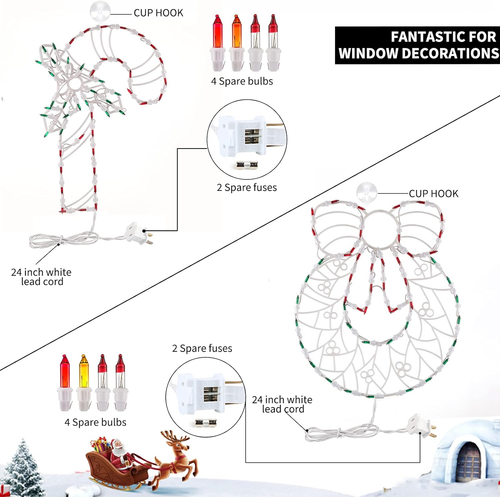 Christmas Window Silhouette Lights Decorations - Pack of 4 Sign Colour Lighted W - Picture 7 of 9