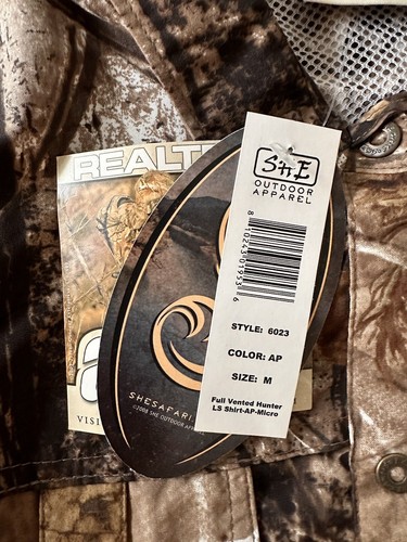 She Safari Hunter Camouflage Shirt Button Long Sleeve Men’s Large Real Tree Sz M - Picture 10 of 13